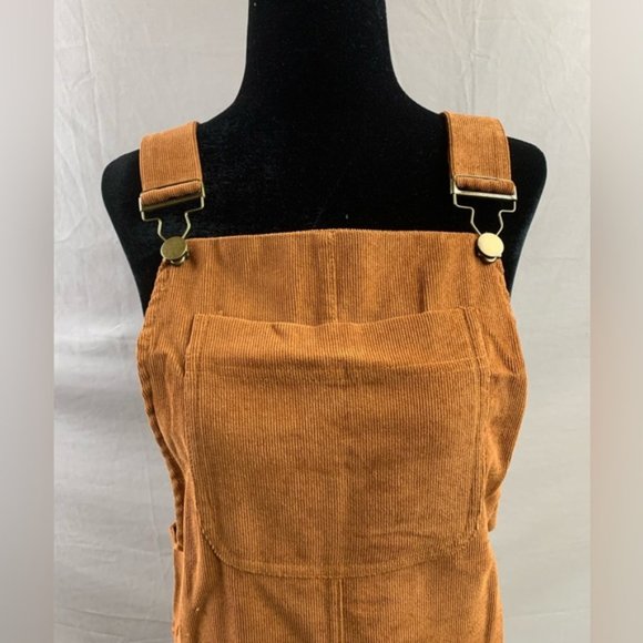 Corduroy Pocket Front Overall Dress Brown - Picture 6 of 6